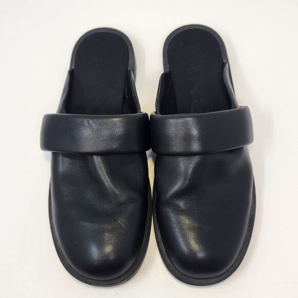 MNG Mango Black Faux Leather Slip On Mule Sze 41 US 10 Cushioned Closed Toe Flat - Picture 2 of 8
